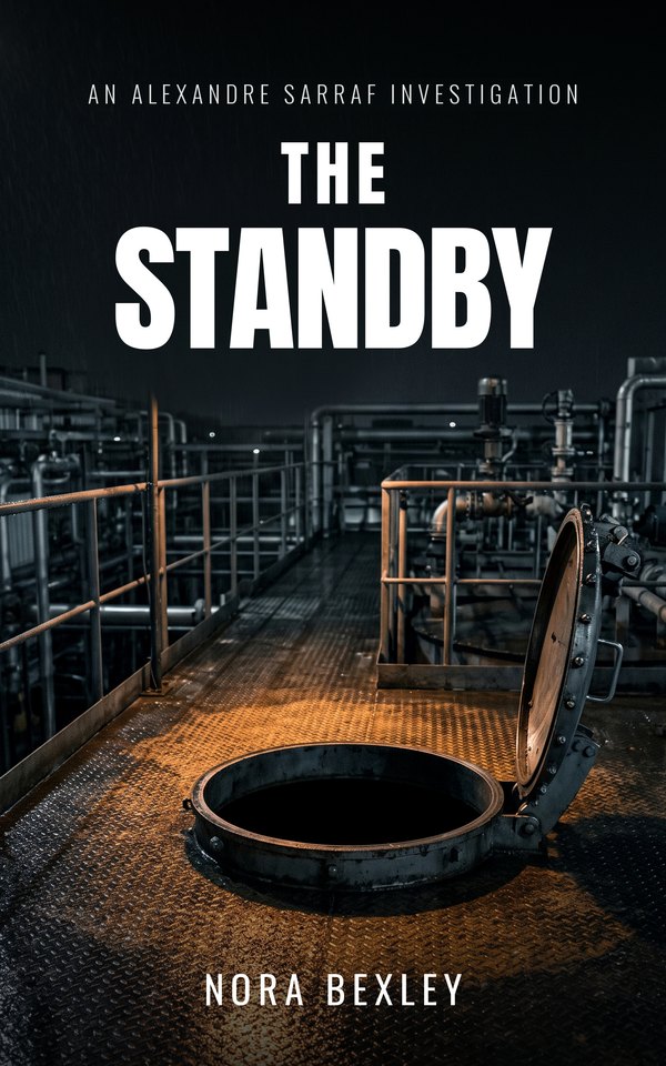 Cover of The Standby by Nora Bexley: a dark industrial deck at night, an open vessel manway under sodium light.